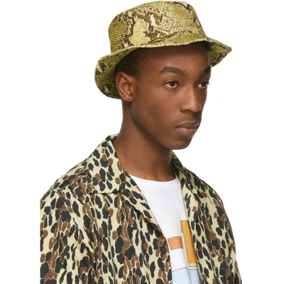 R13 Yellow Velvet Python Bucket Hat In Yelowpython