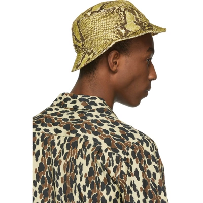 R13 Yellow Velvet Python Bucket Hat In Yelowpython