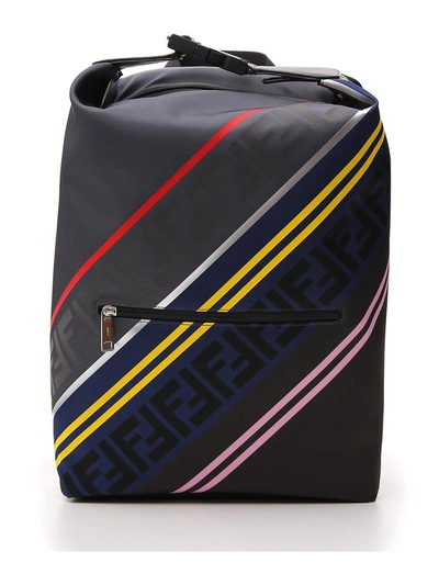 Shop Fendi Ff Monogram Striped Backpack In Multi