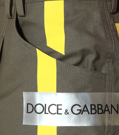 Shop Dolce & Gabbana Patchwork Cotton Pants In Green