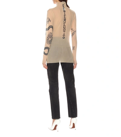 Vetements Tattoo Print Sheer Stretch Tulle Top In Skin | ModeSens