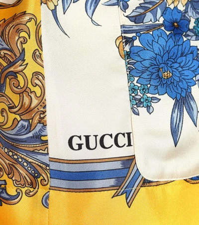 Shop Gucci Printed Silk Top In Multicoloured