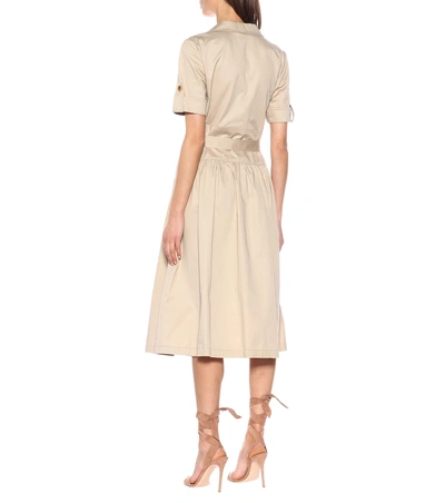 Shop Tory Burch Collared Cotton Twill Dress In Beige