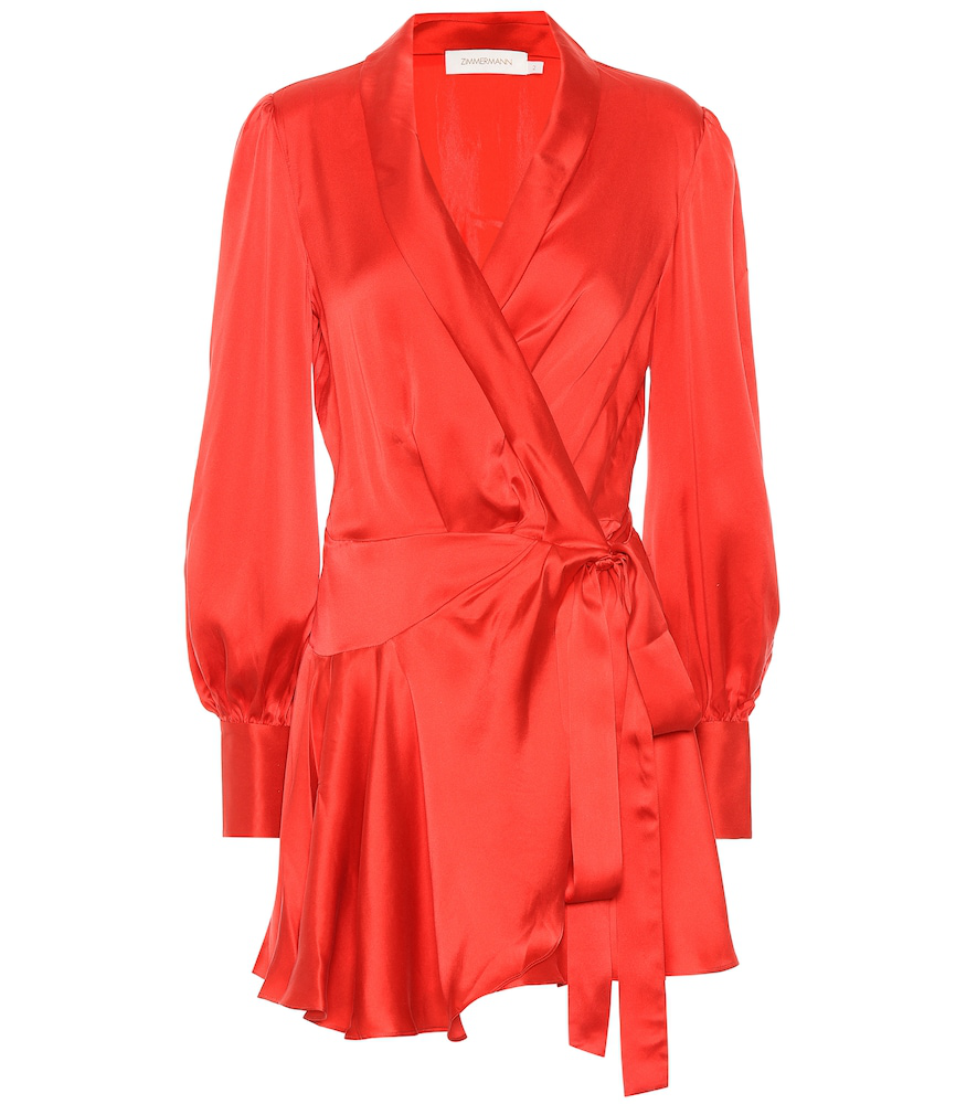 Long Sleeve Red Wrap Dress