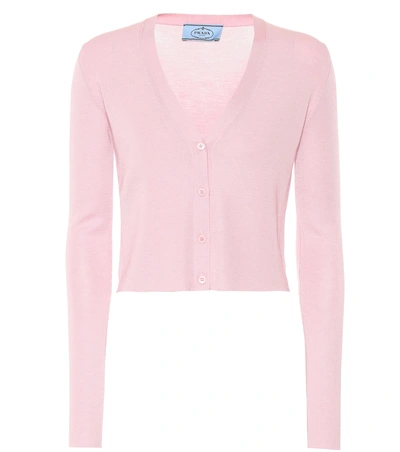 Shop Prada Cashmere And Silk Cardigan In Pink