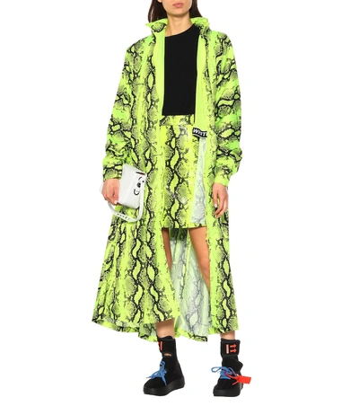 Shop Off-white Python Printed Coat In Yellow