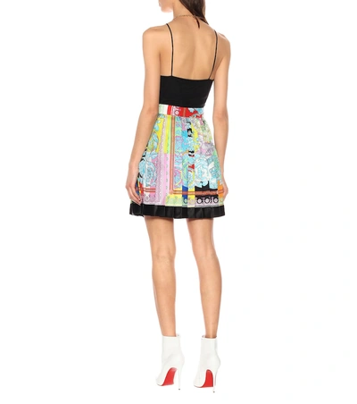 Shop Versace Printed Pleated Silk Skirt In Multicoloured