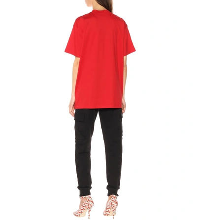 Shop Burberry Printed Cotton T-shirt In Red