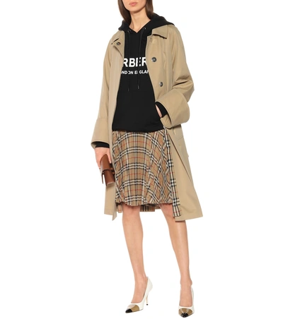 Shop Burberry Check Pleated Skirt In Beige
