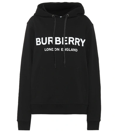 Shop Burberry Cotton Hoodie In Black