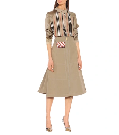 Shop Burberry Striped Cotton-blend Blouse In Beige