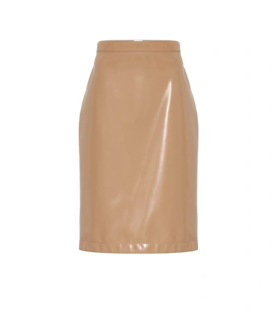 Shop Burberry Vinyl Skirt In Beige