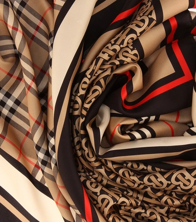 Shop Burberry Monogram Silk Scarf In Multicoloured