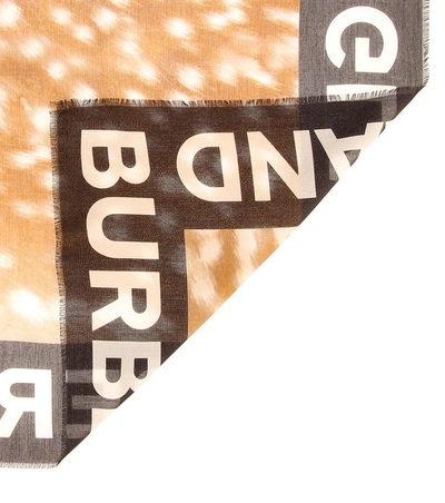 Shop Burberry Printed Cotton And Silk Scarf In Brown