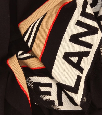 Shop Burberry Icon Stripe Cotton Scarf In Black