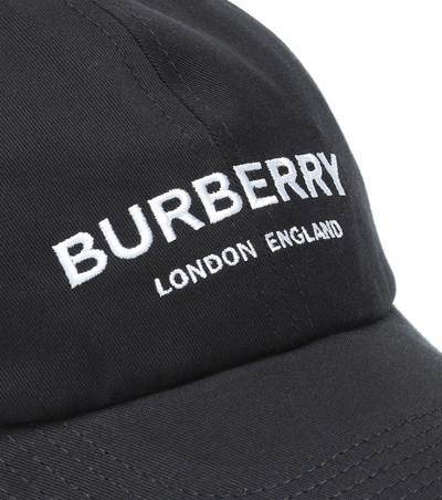 Shop Burberry Embroidered Cotton Baseball Cap In Black