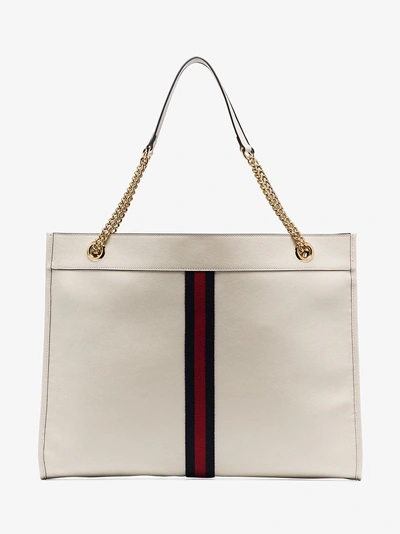 Shop Gucci White Rajah Tiger-embellished Leather Tote Bag In Neutral Beige