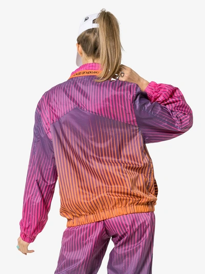 Shop House Of Holland Stripe-print Stand-collar Track Jacket In Pink/purple/orange