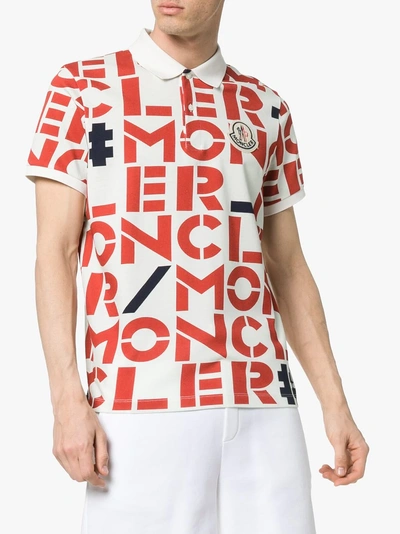 Shop Moncler Genius 2 Moncler 1952 Logo Print Polo Shirt In White