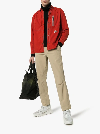 Shop And Wander Red Laser Long-sleeved Zip Pocket Shirt