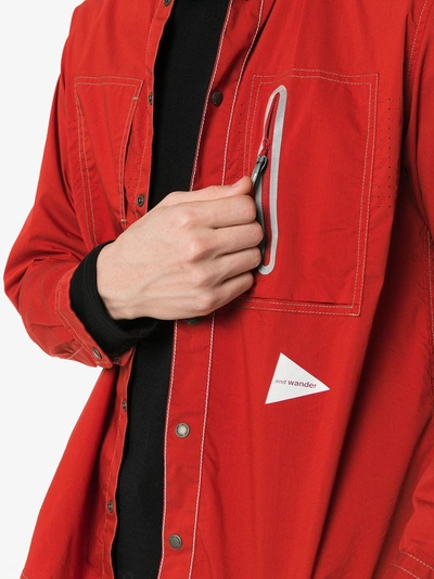 Shop And Wander Red Laser Long-sleeved Zip Pocket Shirt