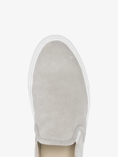 Shop Common Projects Grey Suede Slip-on Sneakers