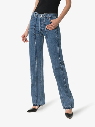 Shop Vetements Panelled Straight-leg Jeans In Blue