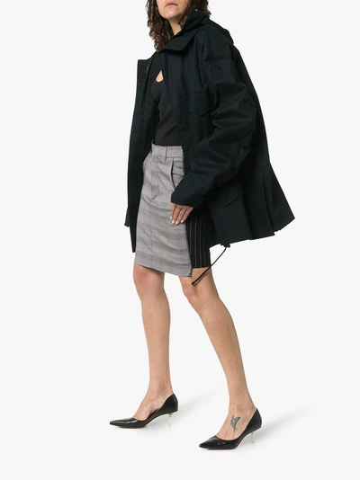 Shop Vetements Check Print Fitted Mini Skirt In Grey