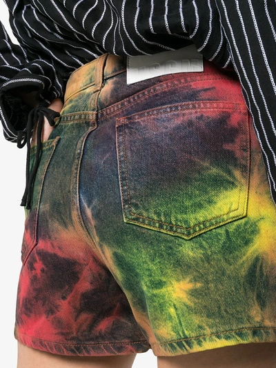 Shop Msgm Tie Dye Denim Shorts In 03 Multicoloured
