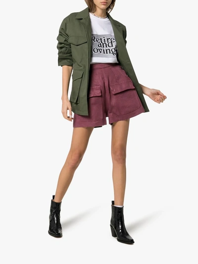 Shop Golden Goose Lorena Flap-pocket Linen Shorts In 112 - Purple