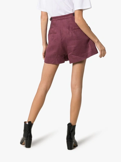 Shop Golden Goose Lorena Flap-pocket Linen Shorts In 112 - Purple