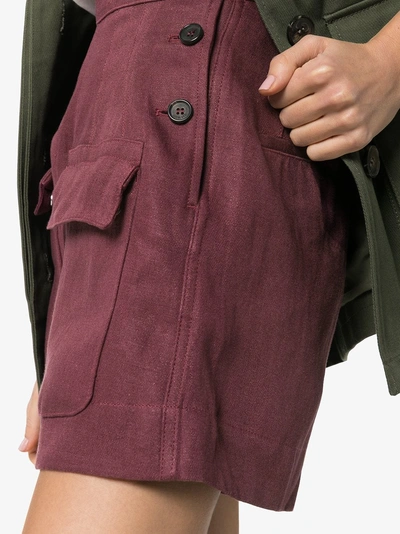 Shop Golden Goose Lorena Flap-pocket Linen Shorts In 112 - Purple