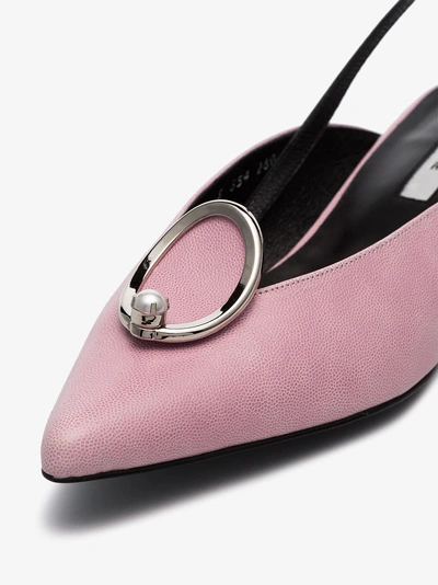 Shop Yuul Yie Pink Zizi 30 Brooch-embellished Leather Slingback Pumps In 111 - Pink