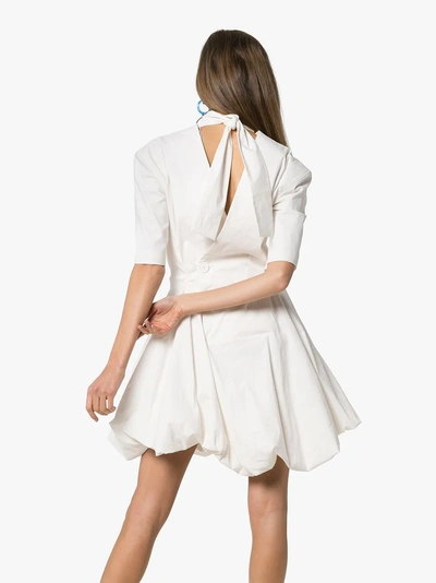 Shop Jil Sander Gwyneth High-neck Full Skirt Cotton Mini Dress In White