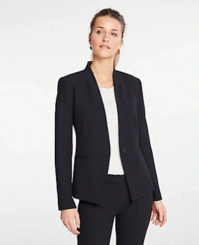 Shop Ann Taylor The Petite Cutaway Blazer In Bi-stretch In Black