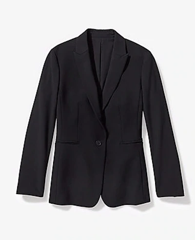 Shop Ann Taylor The Long One-button Blazer In Bi-stretch In Black