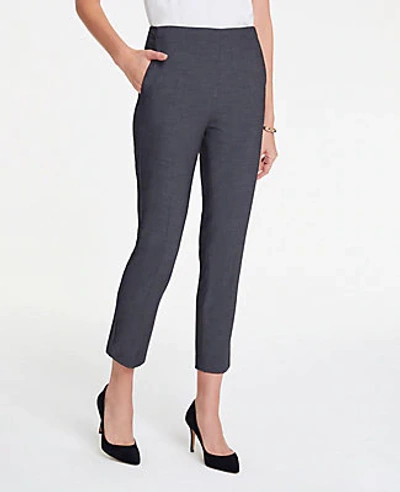 Shop Ann Taylor The Petite Side Zip Ankle Pant In Bi-stretch In Dark Grey