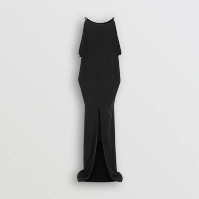 Shop Burberry Crystal And Chain Detail Stretch Jersey Gown In Black