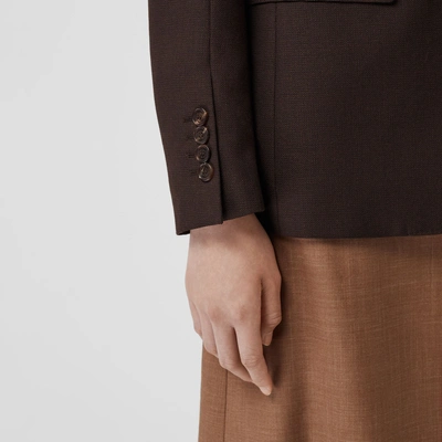 Shop Burberry Silk Scarf Detail Wool Tailored Jacket In Coffee