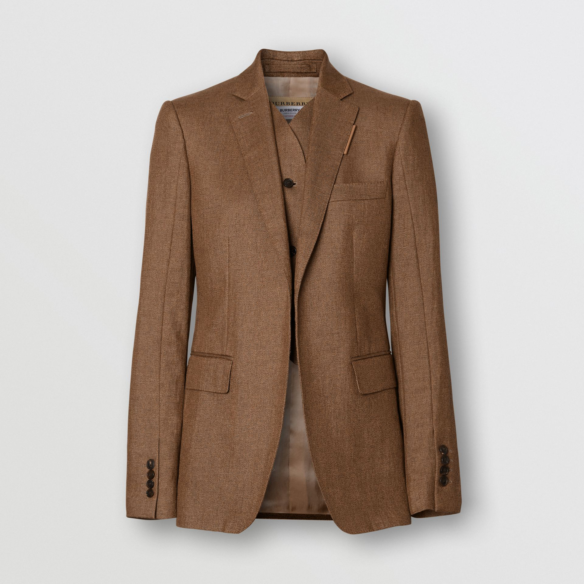 Burberry Vest Detail Technical Linen Tailored Jacket In Brown ModeSens
