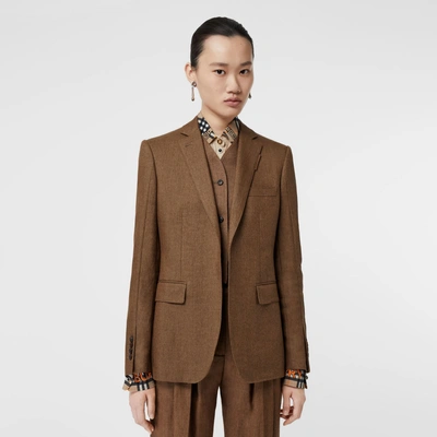 Shop Burberry Vest Detail Technical Linen Tailored Jacket In Flaxseed
