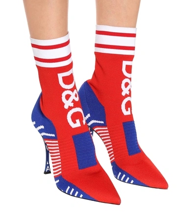 Shop Dolce & Gabbana Lori Knitted Sock Boots In Red