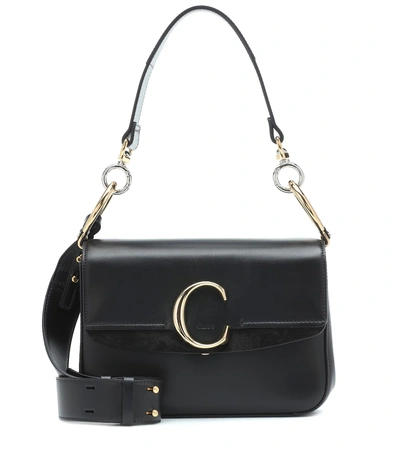 Shop Chloé C Small Leather Shoulder Bag In Black