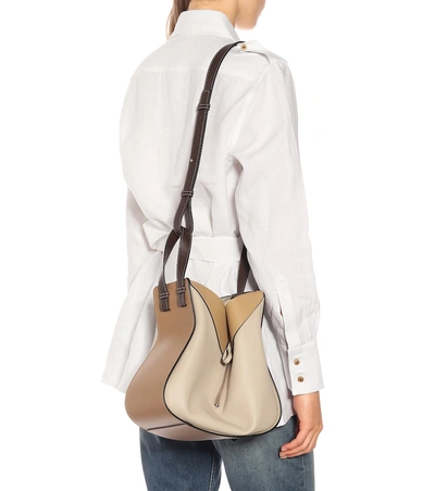 Shop Loewe Hammock Small Leather Shoulder Bag In Beige