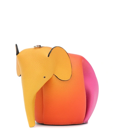 Shop Loewe Elephant Mini Leather Shoulder Bag In Orange