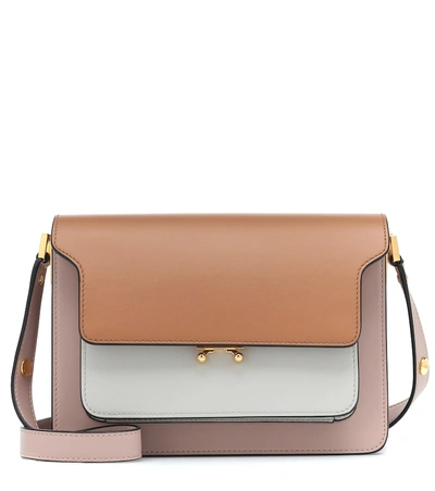 Shop Marni Trunk Leather Shoulder Bag In Neutrals