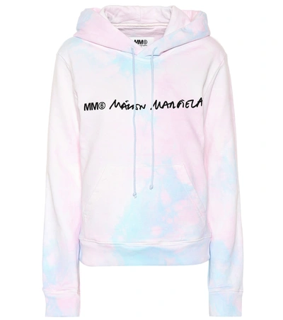 Shop Mm6 Maison Margiela Tie-dye Cotton Hoodie In Pink