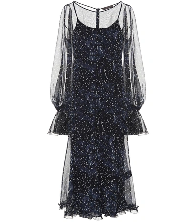 Shop Max Mara Pavia Silk Chiffon Dress In Blue