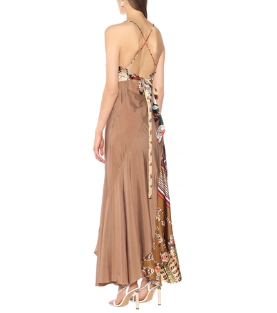 Shop Chloé Scarf-detail Silk Twill Dress In Brown