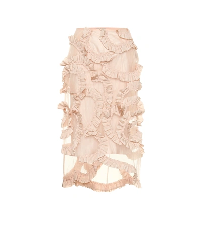 Shop Moncler Genius 4 Moncler Simone Rocha Ruffled Mesh Skirt In Pink
